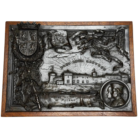 🏛️ Exceptional Milanese Bronze Relief Renaissance Revival Heraldry Castello Sforzesco Wall Sculpture