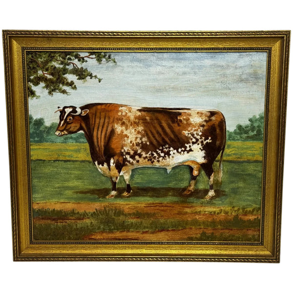 Victorian Oil Painting Prized Shorthorn Bull – British School In The Manner of William Ward