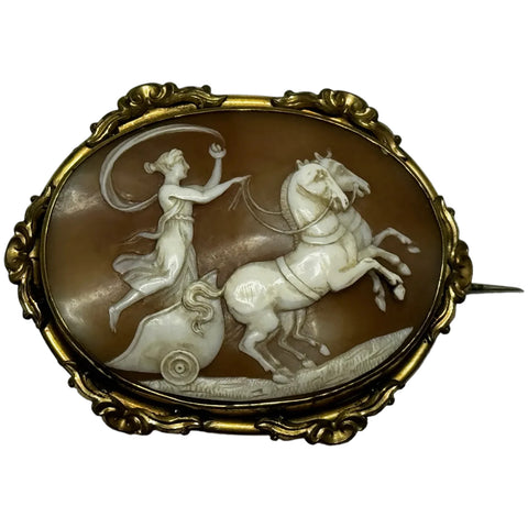 Aurora, Goddess of the Dawn — Important Italian Neoclassical Shell Cameo Brooch, c.1820
