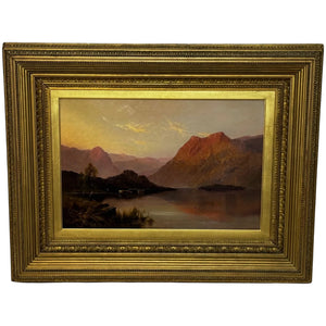 Large Impressionist Oil Painting Lake Windermere Sunset by Alfred de Breanski C1920