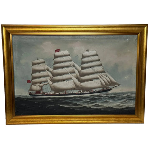 Oil Painting Wiscombe Park Ship Enroute to Australia Builder John Blumer & Co Owner G Windram & Co