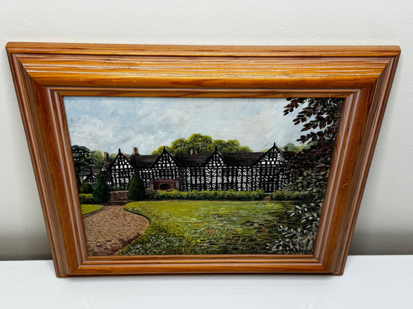 British Oil Painting Historic Speke Hall Tudor Manor House After Thomas Allom - Cheshire Antiques Consultant Ltd