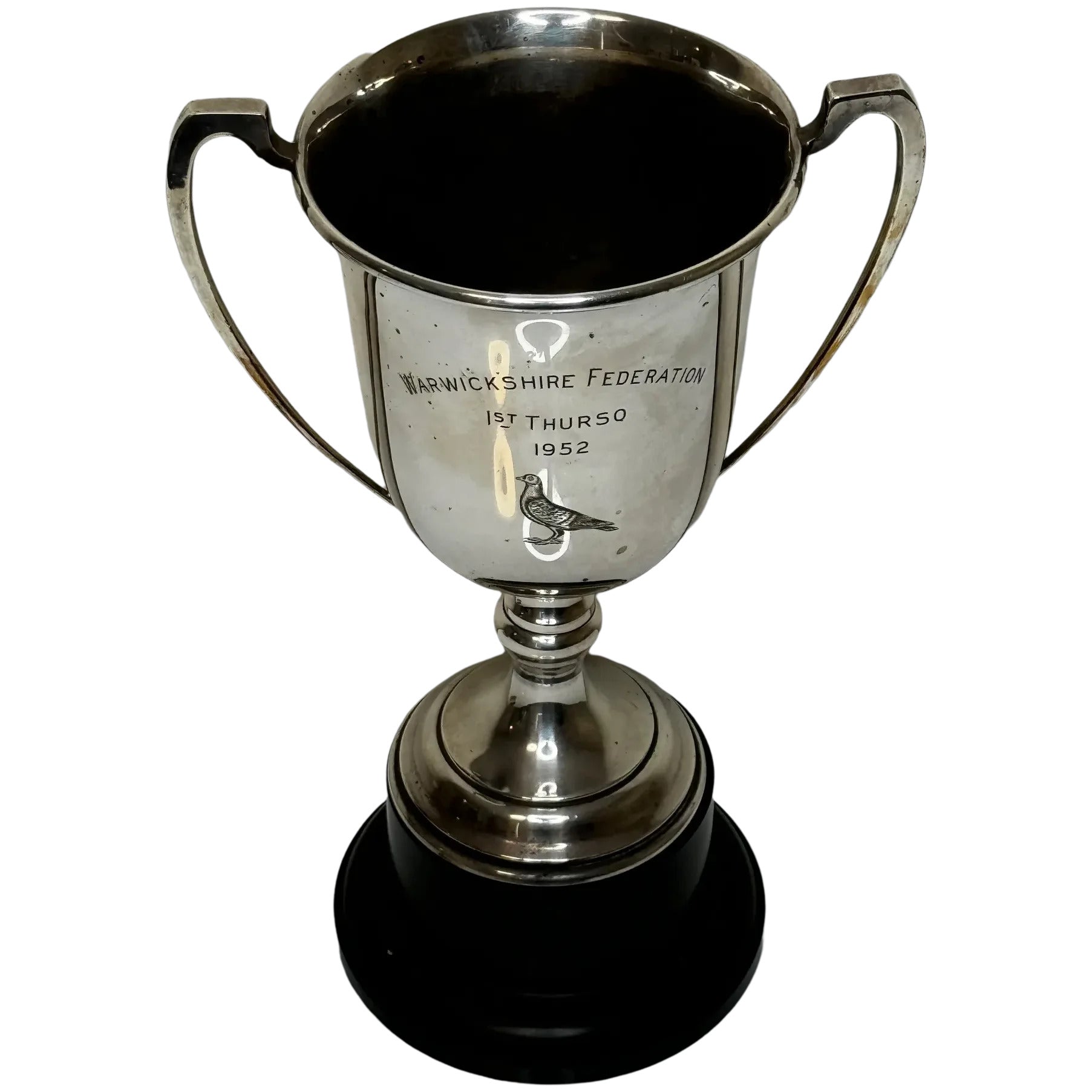 British Silver Plate Round Sporting Pigeon Thurso 1st Racing Trophy Winners Cup - Cheshire Antiques Consultant Ltd