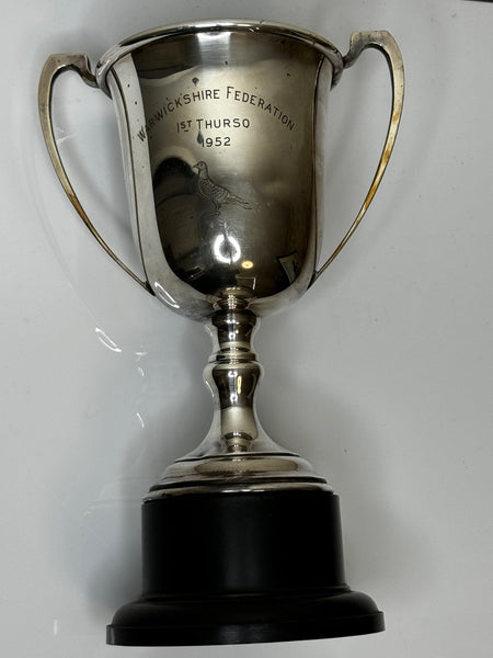 British Silver Plate Round Sporting Pigeon Thurso 1st Racing Trophy Winners Cup - Cheshire Antiques Consultant Ltd