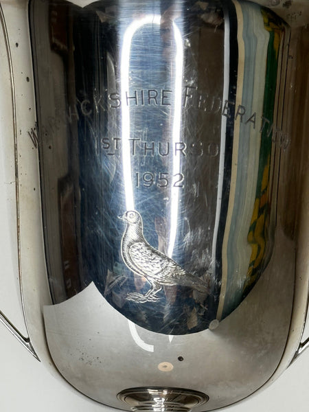 British Silver Plate Round Sporting Pigeon Thurso 1st Racing Trophy Winners Cup - Cheshire Antiques Consultant Ltd