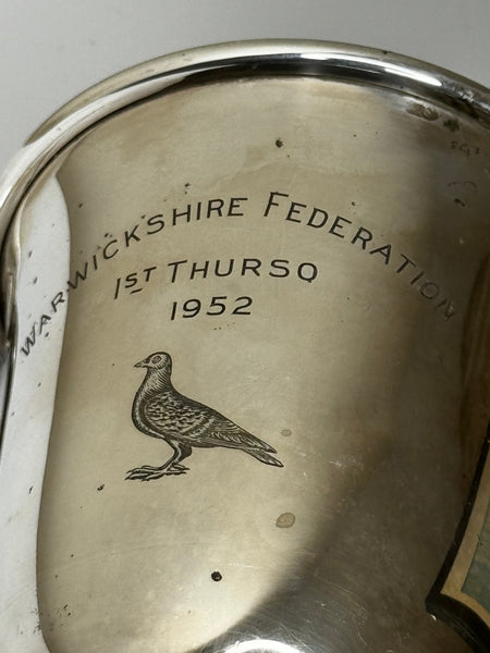 British Silver Plate Round Sporting Pigeon Thurso 1st Racing Trophy Winners Cup - Cheshire Antiques Consultant Ltd