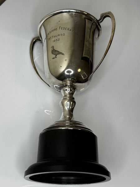 British Silver Plate Round Sporting Pigeon Thurso 1st Racing Trophy Winners Cup - Cheshire Antiques Consultant Ltd