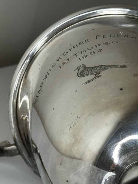 British Silver Plate Round Sporting Pigeon Thurso 1st Racing Trophy Winners Cup - Cheshire Antiques Consultant Ltd