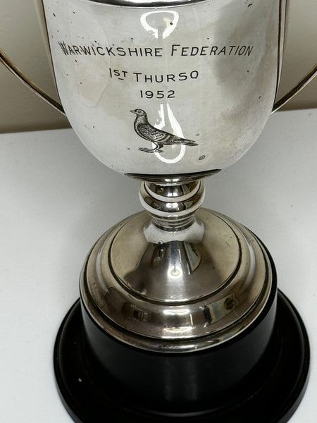 British Silver Plate Round Sporting Pigeon Thurso 1st Racing Trophy Winners Cup - Cheshire Antiques Consultant Ltd