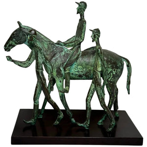 Bronze Race Horse & Jockey Group With Stable Grooms Sculpture Attributed Carybé - Cheshire Antiques Consultant Ltd