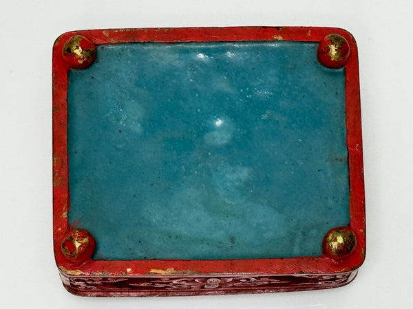 Chinese Qing 19th Century Cinnabar Lacquered Enamel Trinket Box - Cheshire Antiques Consultant Ltd