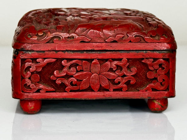 Chinese Qing 19th Century Cinnabar Lacquered Enamel Trinket Box - Cheshire Antiques Consultant Ltd