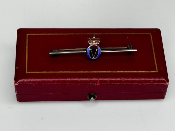 David - Anderson Silver & Enamel Royal Presentation Bar Crown Brooch - Cheshire Antiques Consultant Ltd