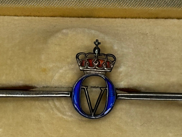 David - Anderson Silver & Enamel Royal Presentation Bar Crown Brooch - Cheshire Antiques Consultant Ltd