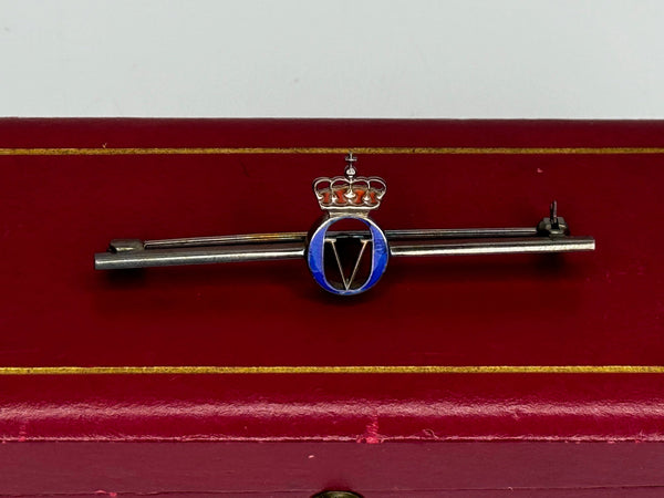 David - Anderson Silver & Enamel Royal Presentation Bar Crown Brooch - Cheshire Antiques Consultant Ltd