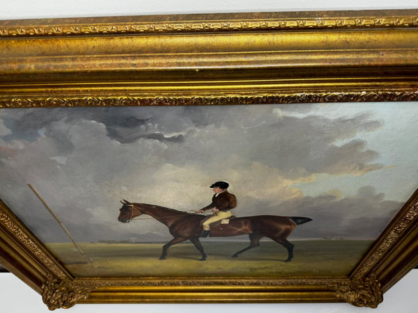 Early 19th Century Oil Painting Race Horse Winner Bessy Bay Hunter With Jockey Riding - Cheshire Antiques Consultant Ltd