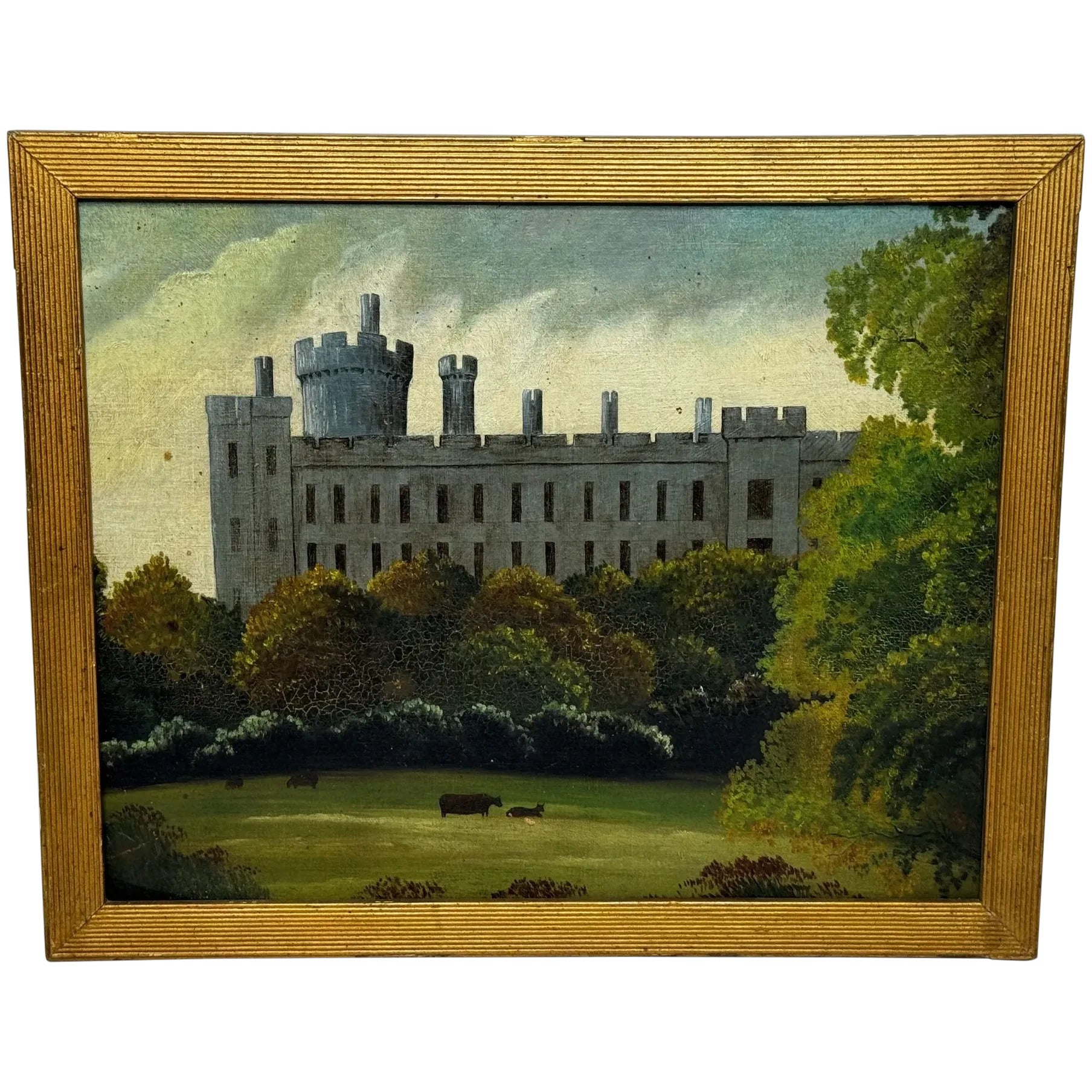 Early Victorian Oil Painting Architectural Historic Arundel Castle After James Canter - Cheshire Antiques Consultant Ltd