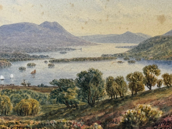 Edwardian Watercolour Windermere Scafell Pike Lake District Follower Harry Sutton Palmer - Cheshire Antiques Consultant Ltd