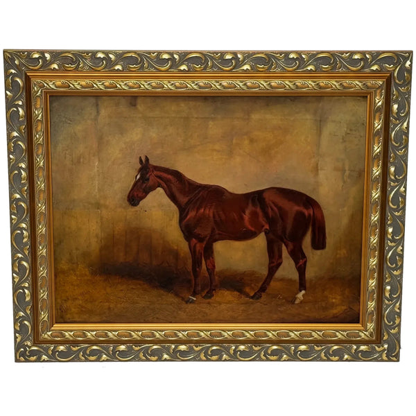 Equine C1843 Oil Painting Chestnut Horse Hunter Stable by Charles Bilger Spalding RA - Cheshire Antiques Consultant LTD