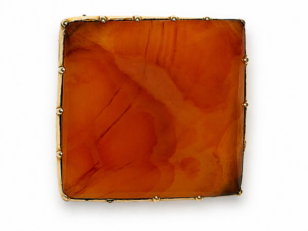Rare Georgian Square Carnelian Agate Brooch 9ct Gold
