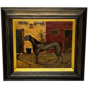 Victorian Oil Painting Prized Greyhound Racing Champion After Edwin Landseer