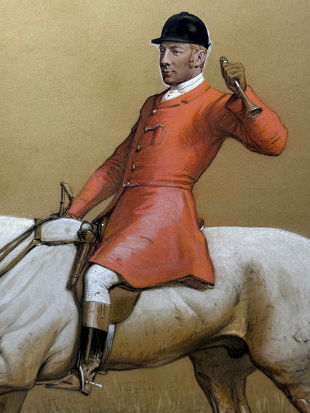 Large Quorn Hunt Painting by Basil Nightingale, Tom Firr on Grey Horse 1895