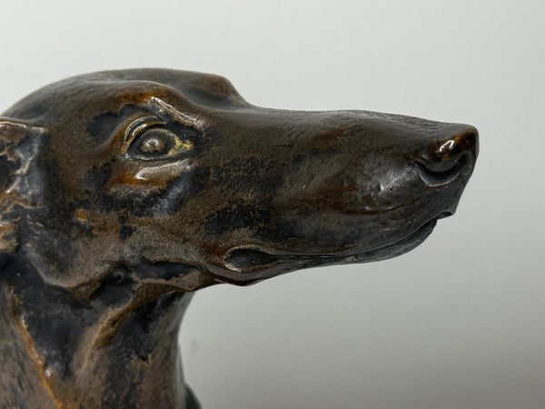 French Greyhound Dog Bronze Mascot Sculpture On Base By Emile Brégeon - Cheshire Antiques Consultant Ltd