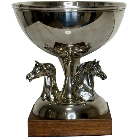 French Silver Plate Equestrian Horse Trophy Style Of Cadre Noir de Saumur - Cheshire Antiques Consultant Ltd