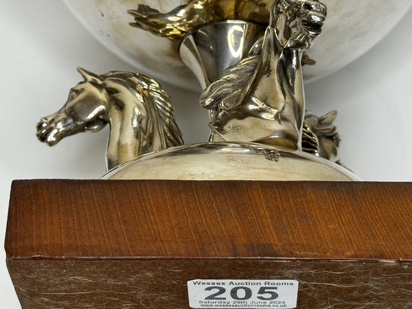 French Silver Plate Equestrian Horse Trophy Style Of Cadre Noir de Saumur - Cheshire Antiques Consultant Ltd