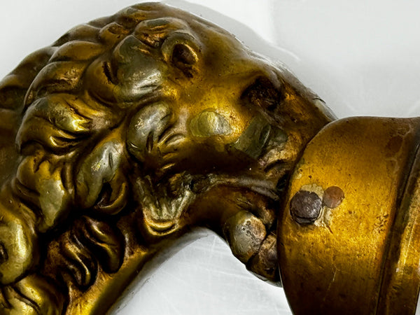 Georgian Gilt Brass Lion Front Door Entrance Fixture Knocker - Cheshire Antiques Consultant Ltd