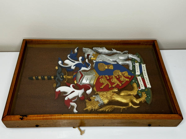 Heraldry Coat Arms Of Chester Plaster Wall Sculpture In Case - Cheshire Antiques Consultant Ltd