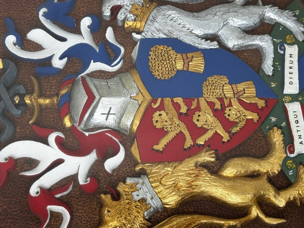 Heraldry Coat Arms Of Chester Plaster Wall Sculpture In Case - Cheshire Antiques Consultant Ltd