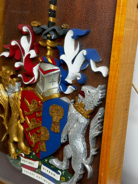 Heraldry Coat Arms Of Chester Plaster Wall Sculpture In Case - Cheshire Antiques Consultant Ltd