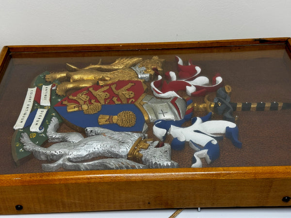 Heraldry Coat Arms Of Chester Plaster Wall Sculpture In Case - Cheshire Antiques Consultant Ltd