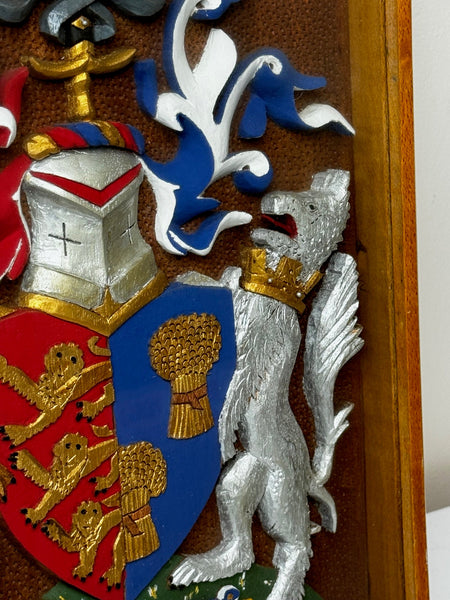 Heraldry Coat Arms Of Chester Plaster Wall Sculpture In Case - Cheshire Antiques Consultant Ltd