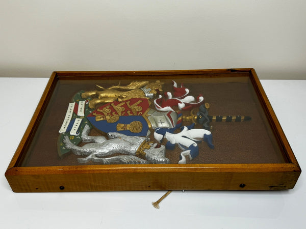 Heraldry Coat Arms Of Chester Plaster Wall Sculpture In Case - Cheshire Antiques Consultant Ltd