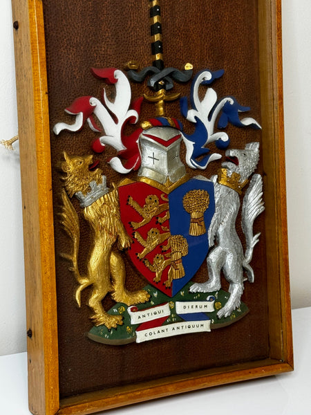 Heraldry Coat Arms Of Chester Plaster Wall Sculpture In Case - Cheshire Antiques Consultant Ltd