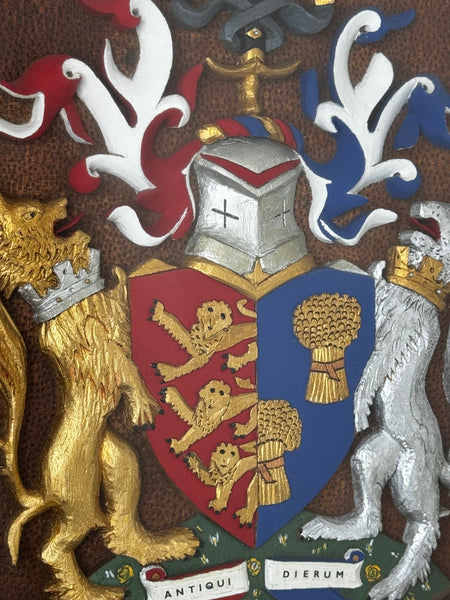 Heraldry Coat Arms Of Chester Plaster Wall Sculpture In Case - Cheshire Antiques Consultant Ltd