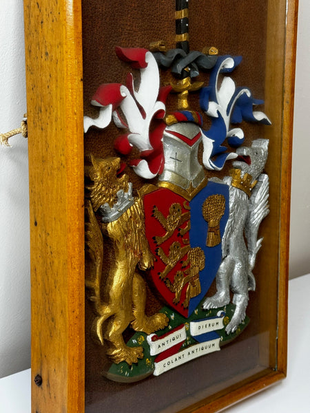 Heraldry Coat Arms Of Chester Plaster Wall Sculpture In Case - Cheshire Antiques Consultant Ltd