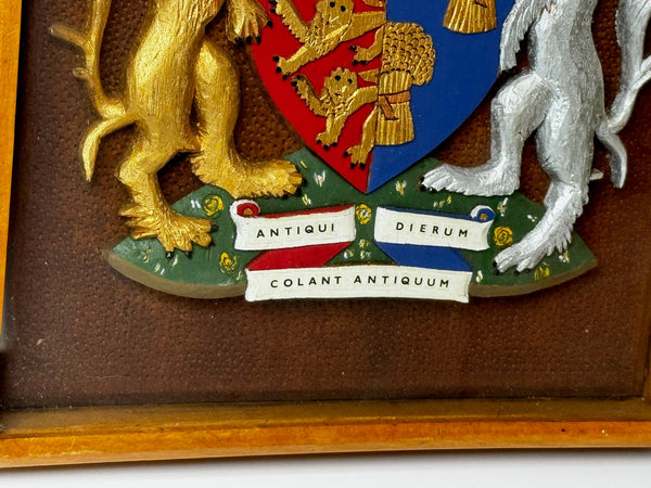 Heraldry Coat Arms Of Chester Plaster Wall Sculpture In Case - Cheshire Antiques Consultant Ltd