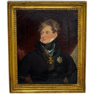 Historical British 19th Century Oil Painting Portrait Royal King George IV Wearing Royal Garter After Sir Thomas Lawrence - Cheshire Antiques Consultant Ltd