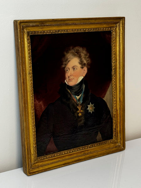 Historical British 19th Century Oil Painting Portrait Royal King George IV Wearing Royal Garter After Sir Thomas Lawrence - Cheshire Antiques Consultant Ltd