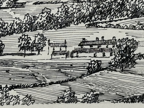 Illustration Drawing Landscape Low Fell Lake District Cumbria by Alfred Wainwright - Cheshire Antiques Consultant Ltd