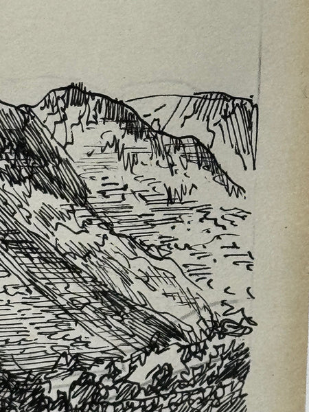 Illustration Drawing Landscape Low Fell Lake District Cumbria by Alfred Wainwright - Cheshire Antiques Consultant Ltd