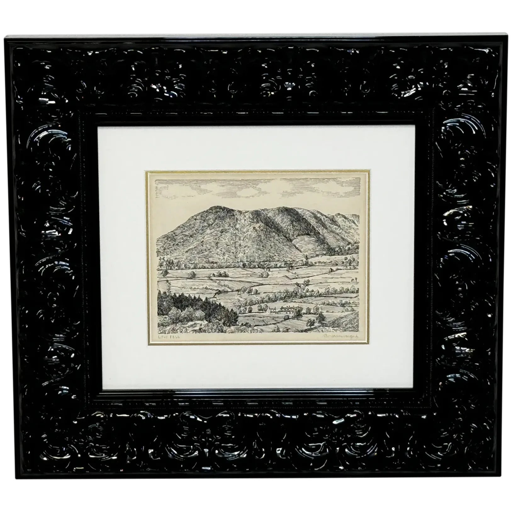 Illustration Drawing Landscape Low Fell Lake District Cumbria by Alfred Wainwright - Cheshire Antiques Consultant Ltd