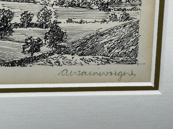 Illustration Drawing Landscape Low Fell Lake District Cumbria by Alfred Wainwright - Cheshire Antiques Consultant Ltd