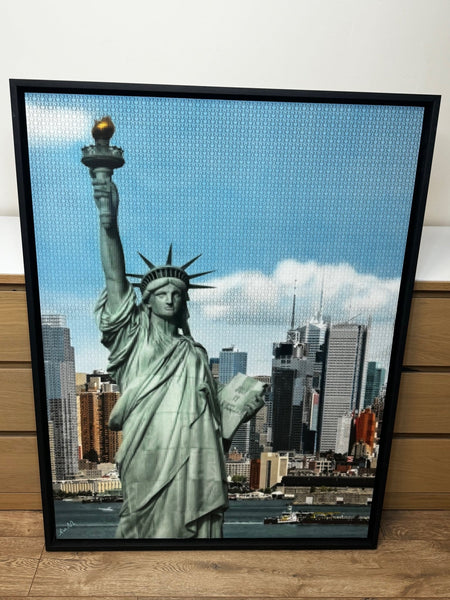 Large Contemporary Nostalgic Painting New York Cityscape Statue Liberty By Nick Holdsworth - Cheshire Antiques Consultant Ltd