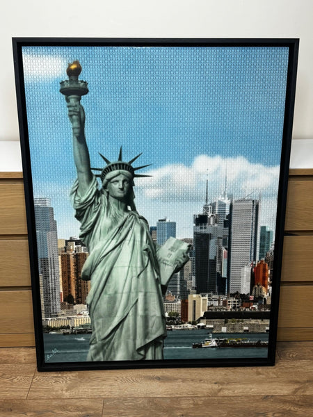 Large Contemporary Nostalgic Painting New York Cityscape Statue Liberty By Nick Holdsworth - Cheshire Antiques Consultant Ltd