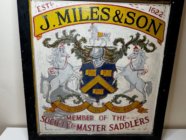 Large Equine Livery J Miles & Son Dorchester Hand Painted Shop Sign Master Saddlers - Cheshire Antiques Consultant Ltd