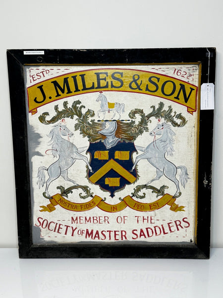 Large Equine Livery J Miles & Son Dorchester Hand Painted Shop Sign Master Saddlers - Cheshire Antiques Consultant Ltd